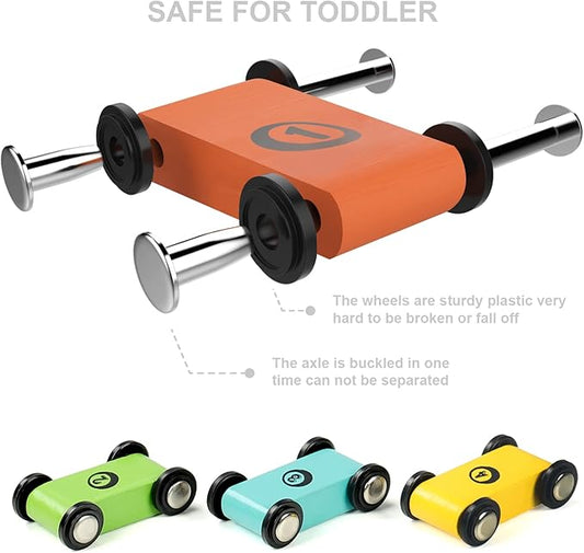 Toddler Toys for 1 2 Year Old Boy and Girl Gifts Wooden Race Track Car Ramp Racer with 4 Mini Car nirvanaguru