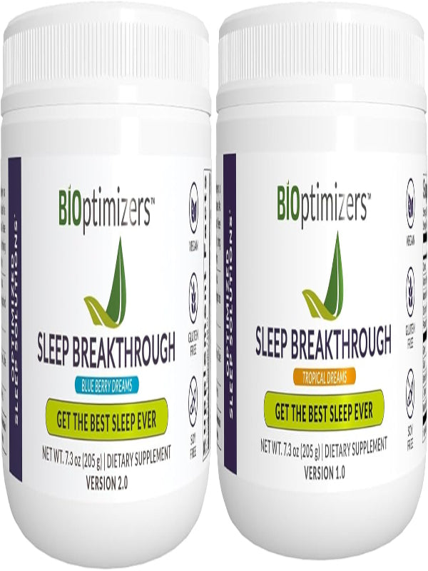 BIOptimizers Sleep Breakthrough Powder – Tropical Dreams & Blueberry Bundle – Natural Sleep Support Supplement – 405g Total Nirvana Guru