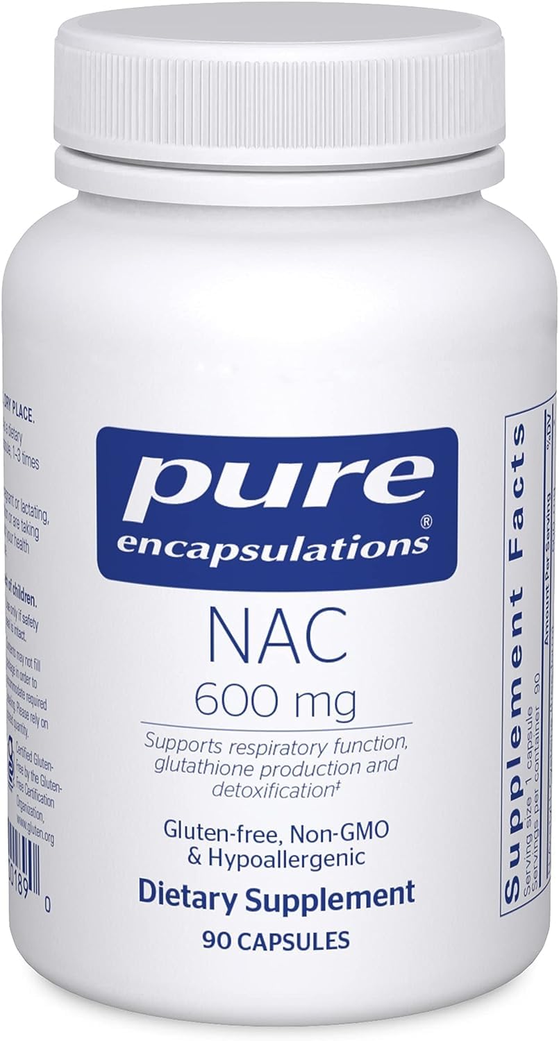 Pure Encapsulations NAC 600 mg - N-Acetyl Cysteine NAC Supplement for Lung Health & Immune Support, Liver Support & Antioxidants* - with Freeform N-Acetyl-L-Cysteine - 90 Capsules Nirvana Guru