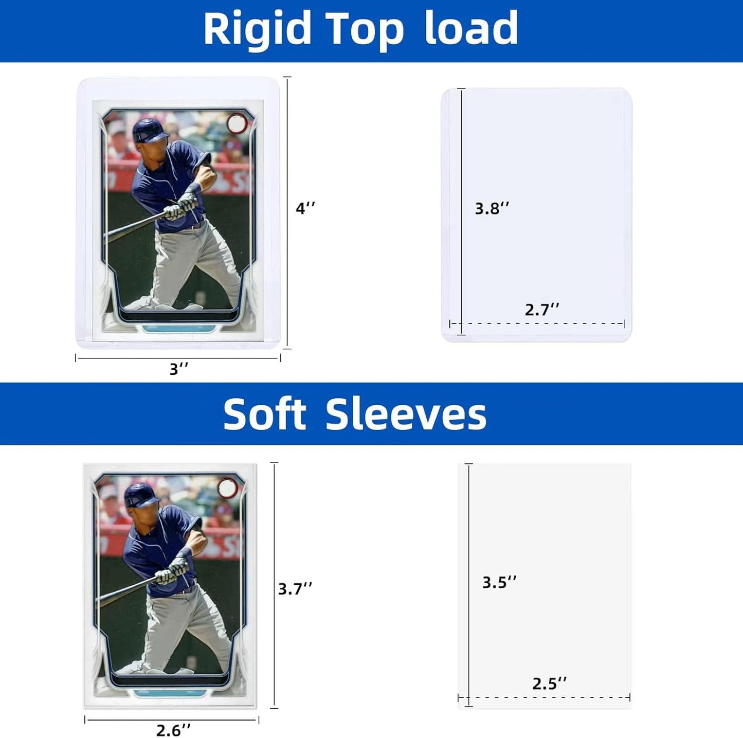 1000 Card Sleeves Top Loaders for Cards, Arjiekwei 3"X4" Baseball Card Protectors Hard Plastic, Premium Toploaders Card Holder for Trading Sports Football Game Card(500 Top Loaders + 500 Card Sleeves) Nirvana Guru