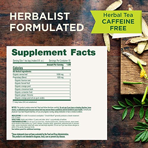 Traditional Medicinals Tea, Organic Smooth Move Peppermint, Relieves Occasional Constipation, Senna, 16 Tea Bags - Nirvana Guru