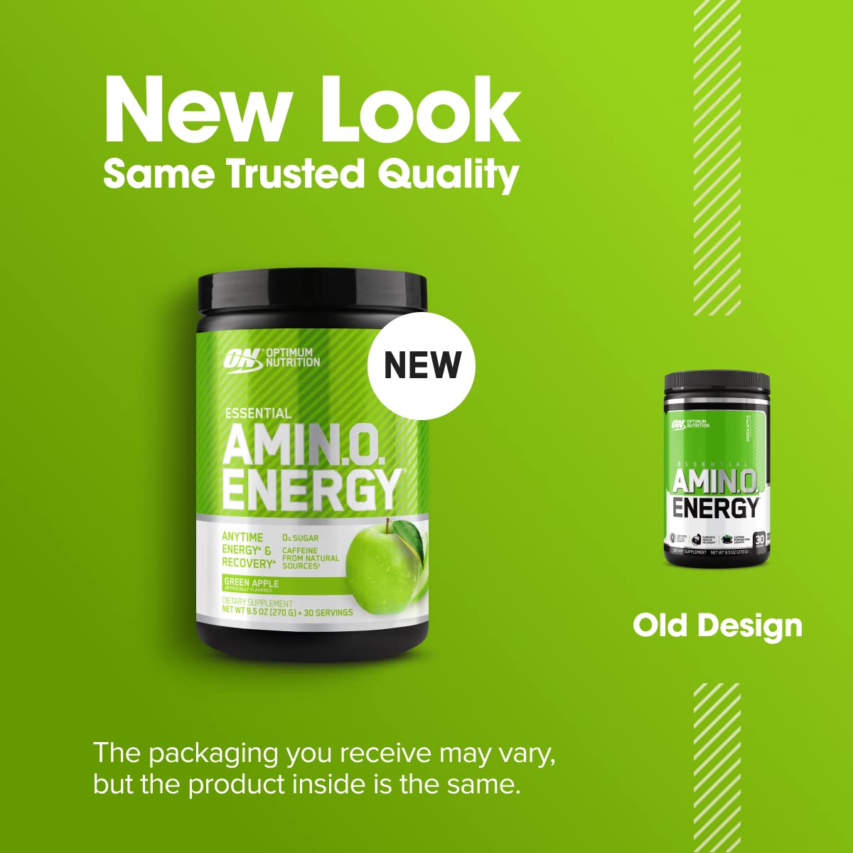 Optimum Nutrition Amino Energy - Pre Workout with Green Tea, BCAA, Amino Acids, Keto Friendly, Green Coffee Extract, Energy Powder - Concord Grape, 65 Servings (Packaging May Vary)