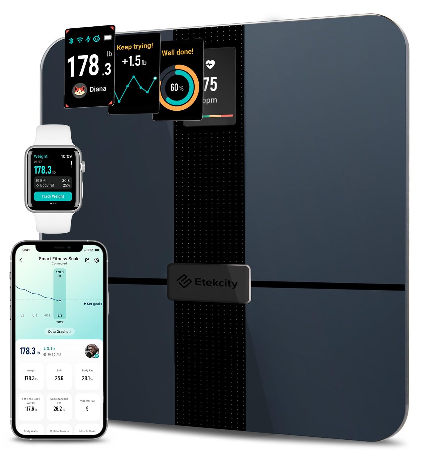 Etekcity Digital Body Weight Bathroom Scale, Large Blue LCD Backlight Display, High Precision Measurements,6mm Tempered Glass, 400 Pounds Nirvana Guru