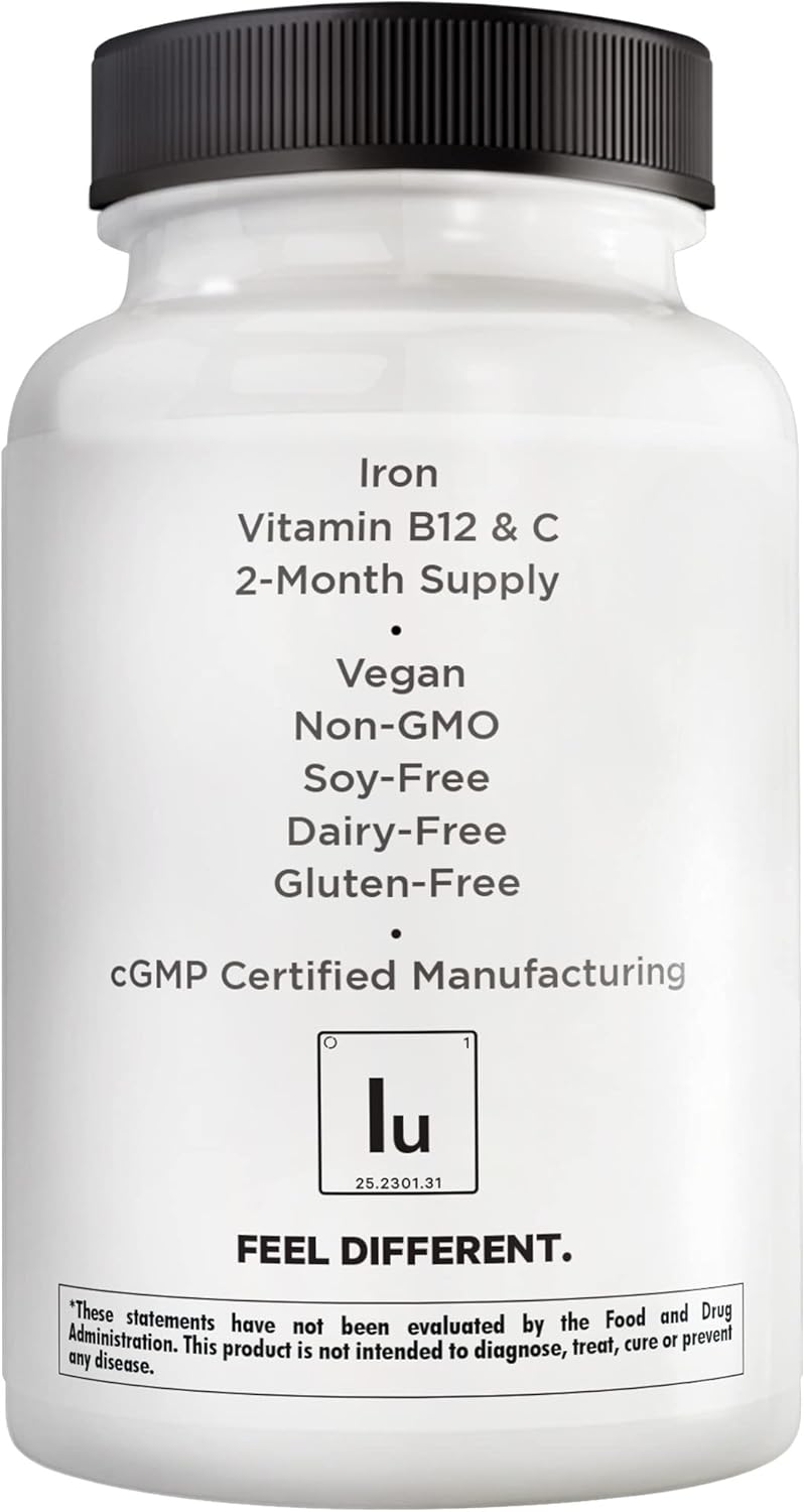 Amen Iron Ultra Supplement + Copper, Folate, Vitamin C and B12-2-Month Supply - Ferrous Sulfate Iron Vitamin - 65mg Per Serving - Folic Acid - Non-GMO Pills - 60 Capsules Nirvana Guru