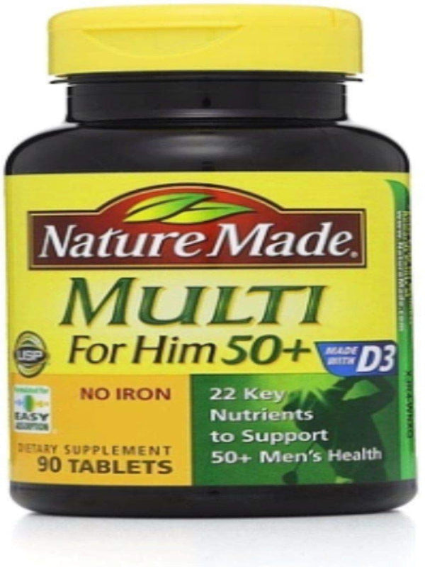 Nature Made Multivitamin For Him 50+, Mens Multivitamins for Daily Nutritional Support, Multivitamin for Men, 90 Tablets, 90 Day Supply - Nirvana Guru