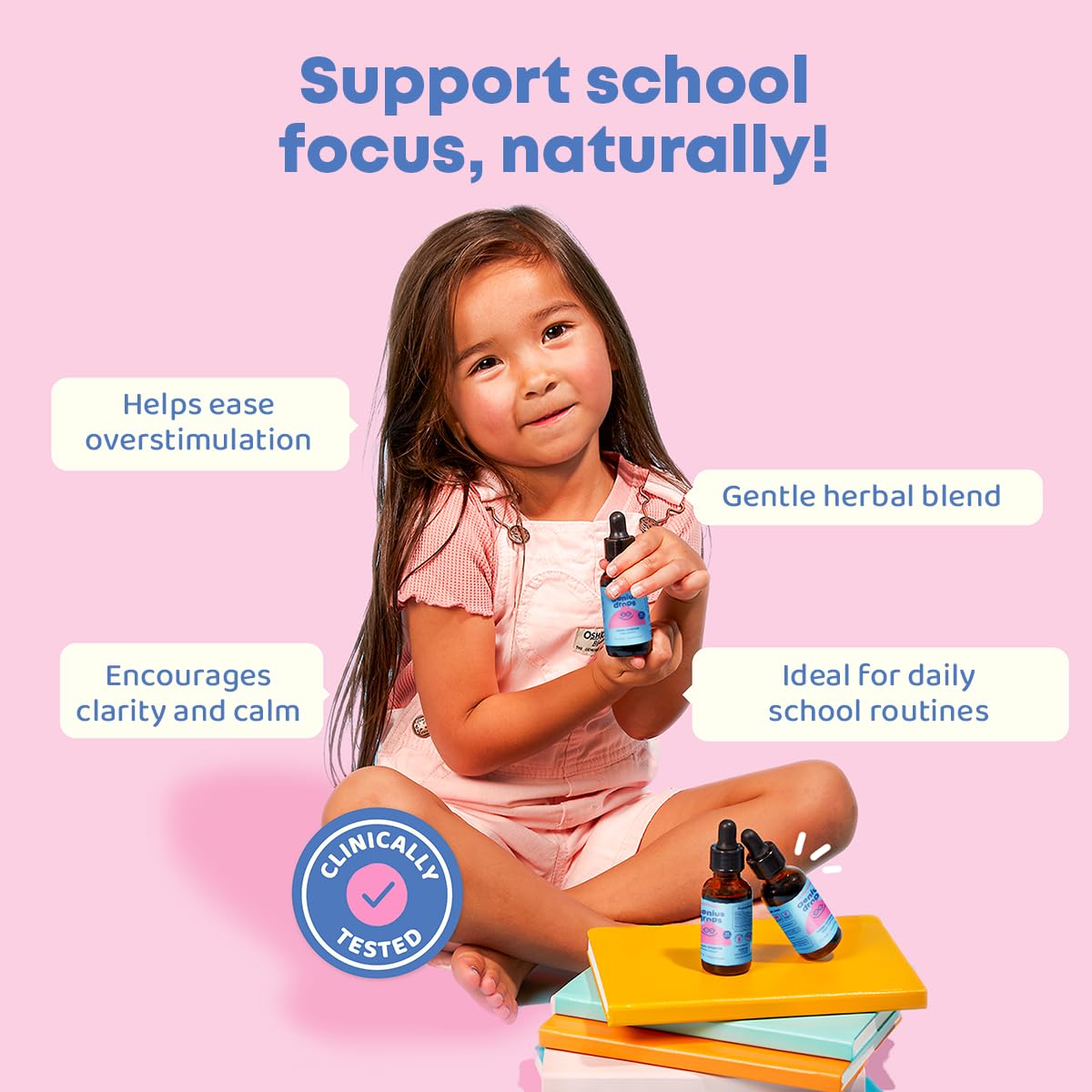 JoySpring Genius Drops for Kids | Clinically Proven Focus Supplement | Liquid Herbal Focus Supplement with Ginkgo Biloba for Kids (1 fl oz) 30 Servings Nirvana Guru