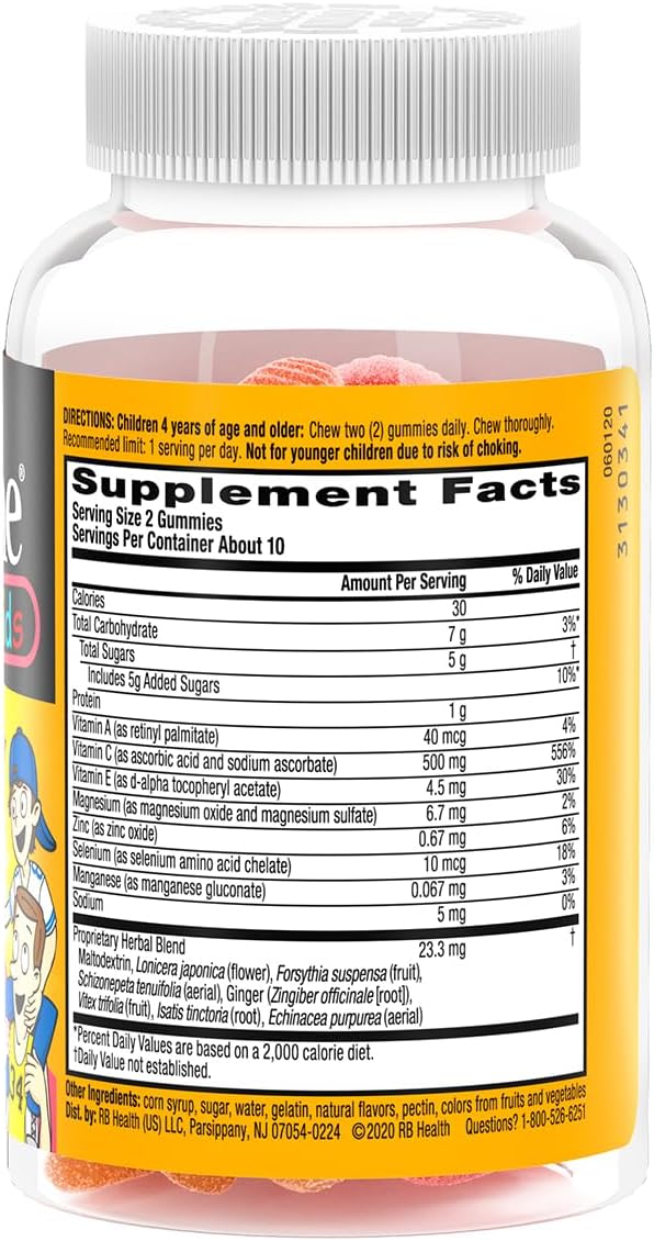 Airborne 500mg Vitamin C + Zinc Immune Support Supplement Gummies for Kids, Assorted Fruit Flavor, Gluten Free Crafted Blend with Powerful Antioxidants Vitamins C & E, 21 Gummies (4 Pack) Nirvana Guru