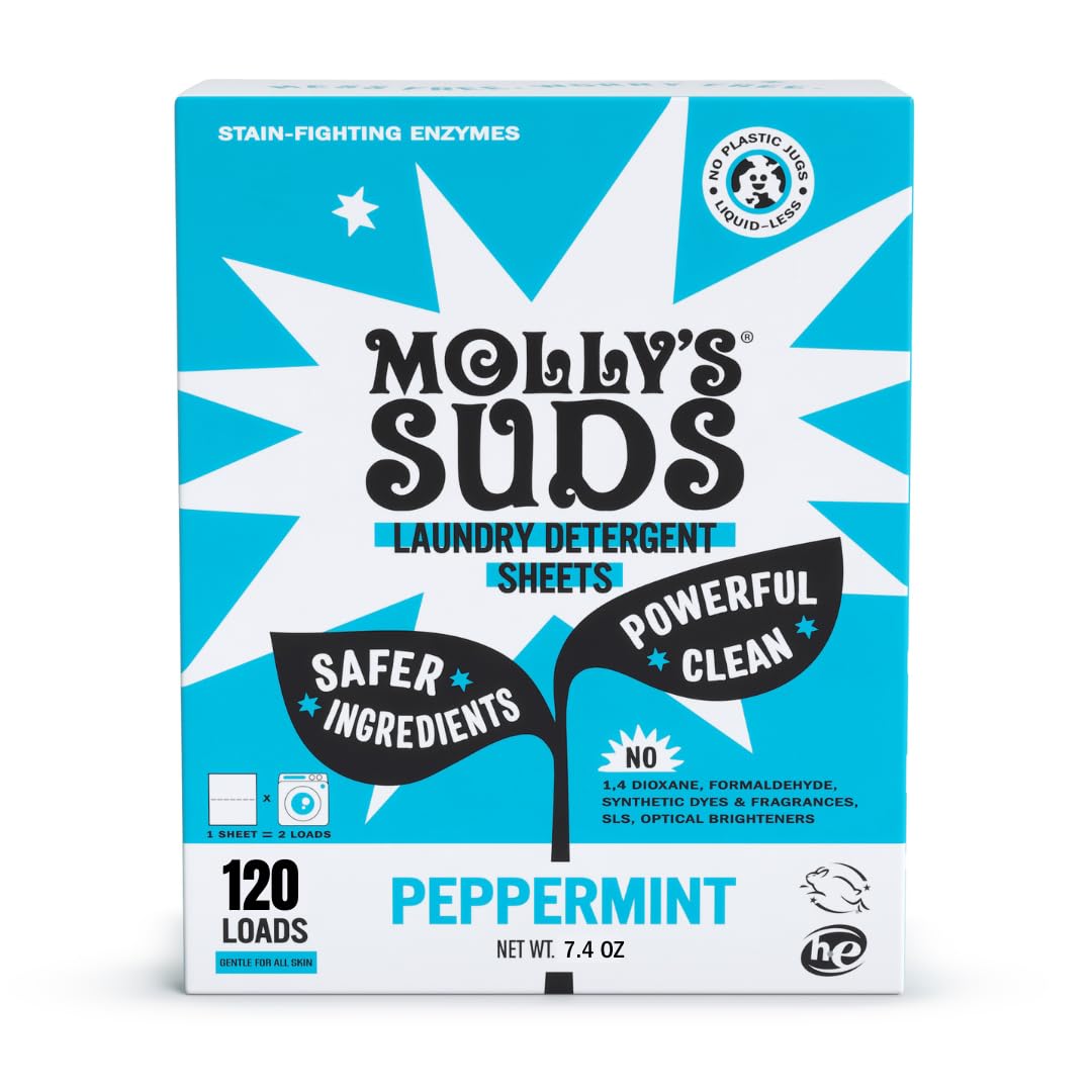 Molly’s Suds Laundry Detergent Sheets | Gentle on Sensitive Skin, Powerful Bio-Based Enzymes, Stain-Fighting | Liquidless & Plastic-Free Packaging | 70 Loads (Unscented) Nirvana Guru