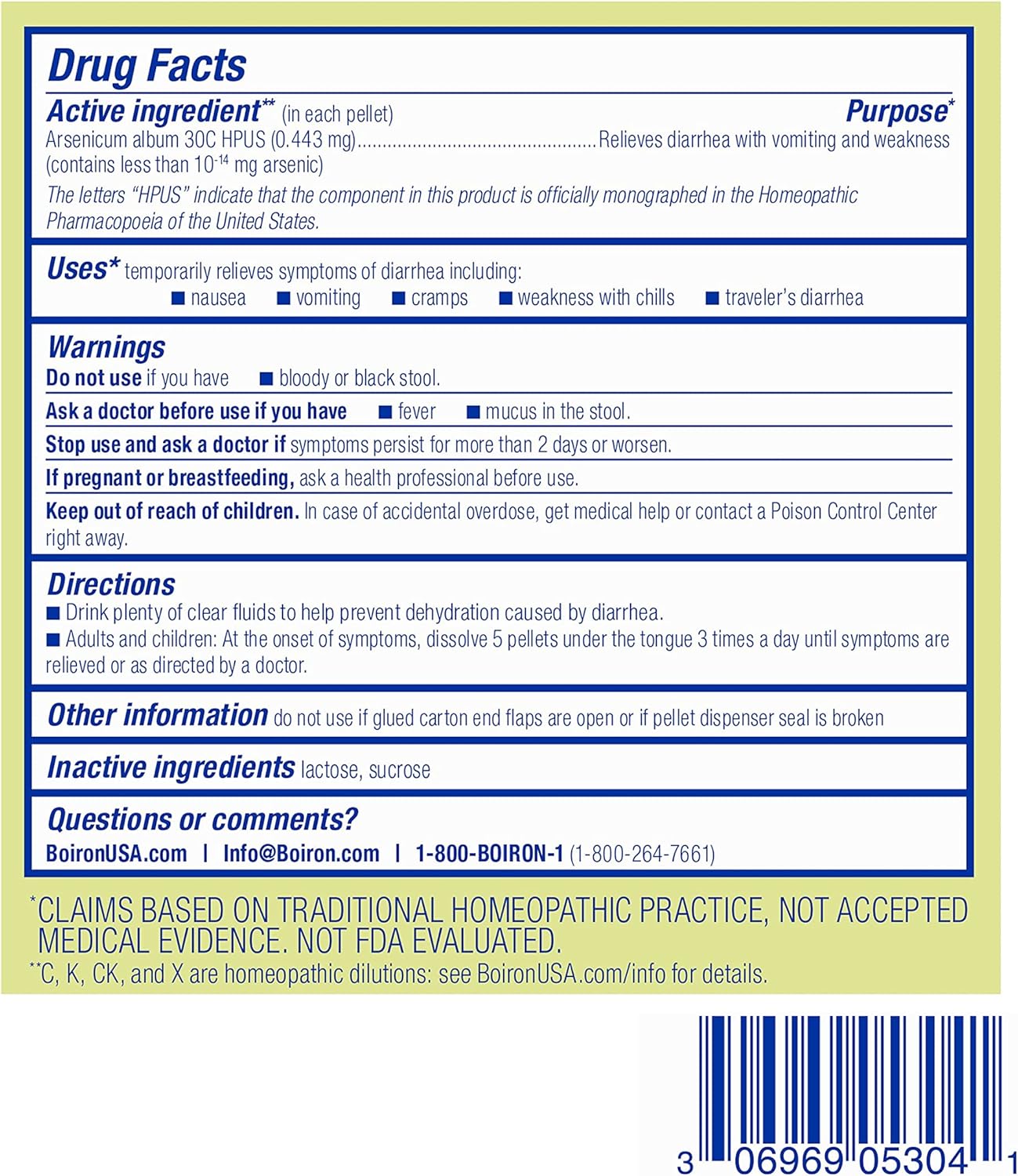 Boiron Arsenicum Album 30C Homeopathic Medicine for Relief from Diarrhea, Nausea, Vomiting, Cramps, and Traveler's Diarrhea - 3 Count (240 Pellets) - Nirvana Guru
