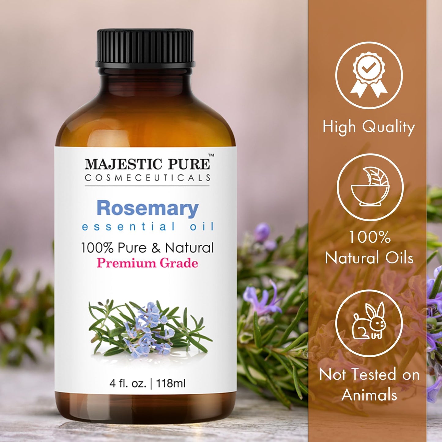 Majestic Pure Lavender Essential Oil with Glass Dropper | 100% Pure and Natural Lavender Oil | Premium Grade Essential Oils for Diffusers, Skin, Aromatherapy, Massage | 4 Fl Oz - Nirvana Guru