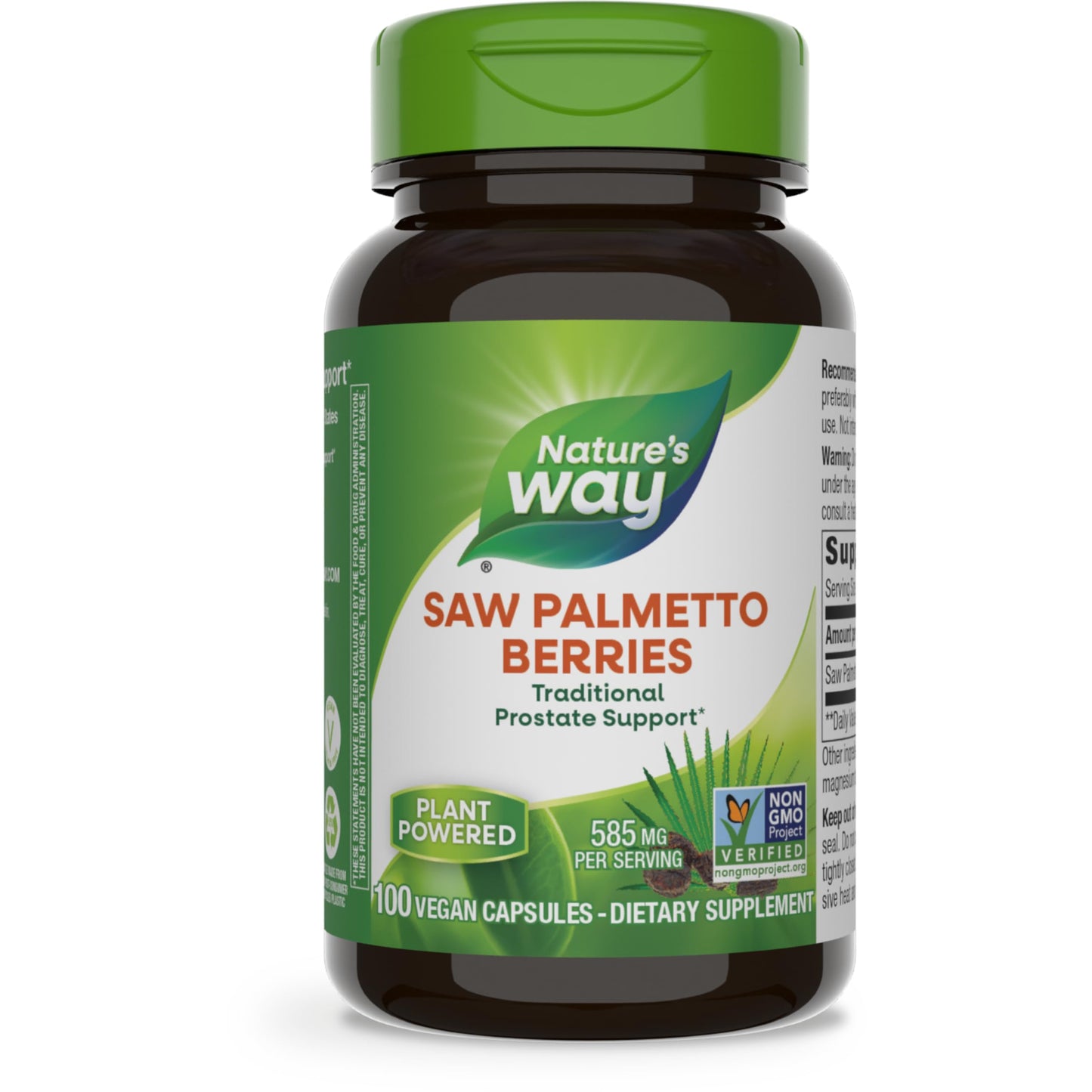 Nature's Way Saw Palmetto Berries, Traditional Prostate Support*, 585 mg per Serving, Non-GMO Project Verified, Vegan, 180 Capsules (Packaging May Vary) - Nirvana Guru