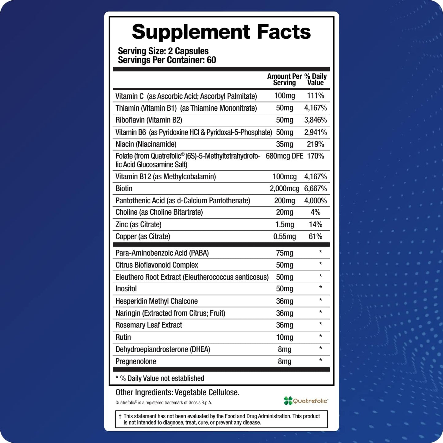 Adrenal Fatigue Supplement, Cortisol Manager, 5-MTHF, B Vitamins, Vitamin C, Adaptogens, Bioflavonoids, DHEA, Inositol, 30-60 Day Supply | 120 Veggie Caps Nirvana Guru