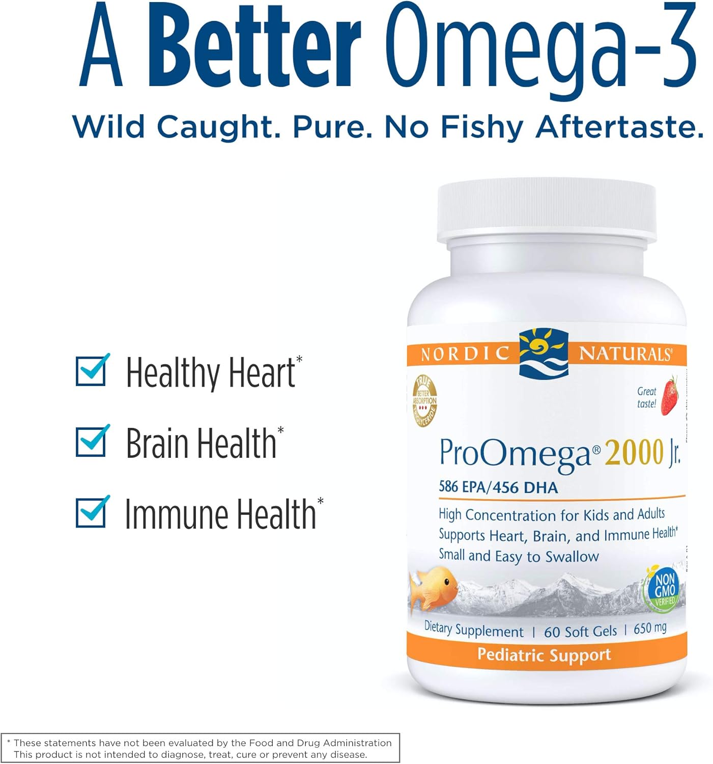 Nordic Naturals ProOmega 2000 Jr., Strawberry Flavor - 60 Soft Gels - 1120 mg Omega-3 - Ultra Potent Fish Oil - EPA & DHA - Promotes Brain, Heart, & Immune Health - Non-GMO - 30 Servings - Nirvana Guru