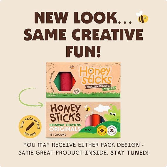 Honeysticks 100% Pure Beeswax Crayons (12 Pack) - Non Toxic Crayons, Safe for Babies and Toddlers, for 1 Year Plus, Handmade in New Zealand with Natural Beeswax, Food-Grade Colors, Eco-Friendly nirvanaguru