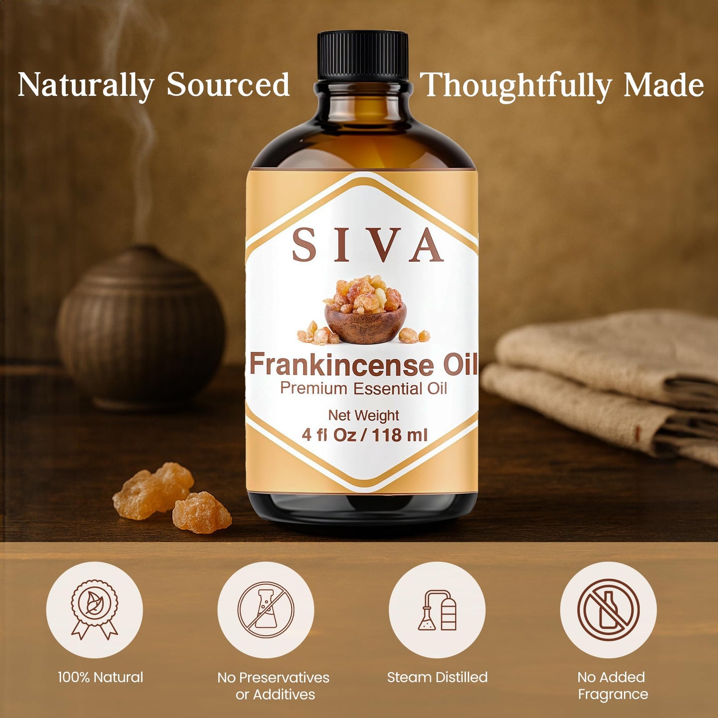 SIVA Lavender Essential Oil - 4 Fl Oz – Natural Lavender Oil - for Diffuser, Face, Skin Care, Aromatherapy, Hair Care, Scalp and Body Massage - with Dropper - Nirvana Guru