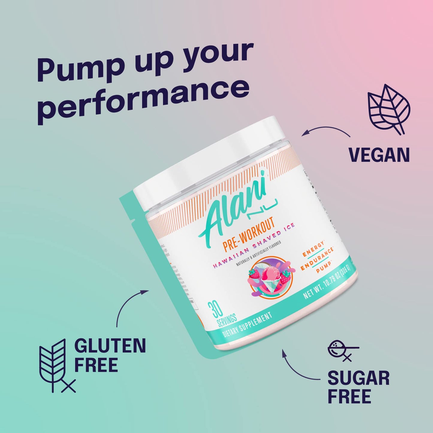 Alani Nu Pre Workout Powder Hawaiian Shaved ICE, Amino Energy Boost, Endurance Supplement, Sugar Free, 200mg Caffeine, L-Theanine, Beta-Alanine, L-Citrulline, 30 Servings Nirvana Guru