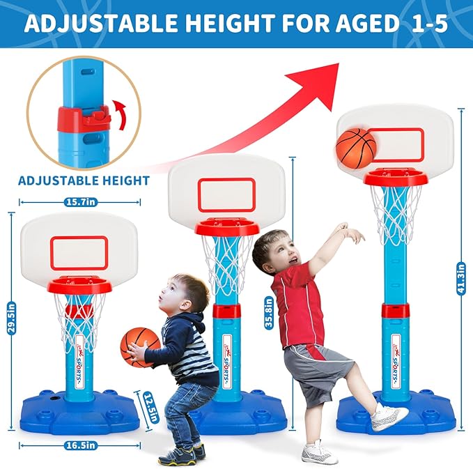 Toddler Basketball Hoop Indoor for Age 1-3, Adjustable Kids Basketball Hoops, Mini Basketball Hoop with 3 Balls for Outdoor Poolside, Birthday Christmas Sport Toys Gift for Baby Boys Girls Age 1 2 3 4 Nirvana Guru
