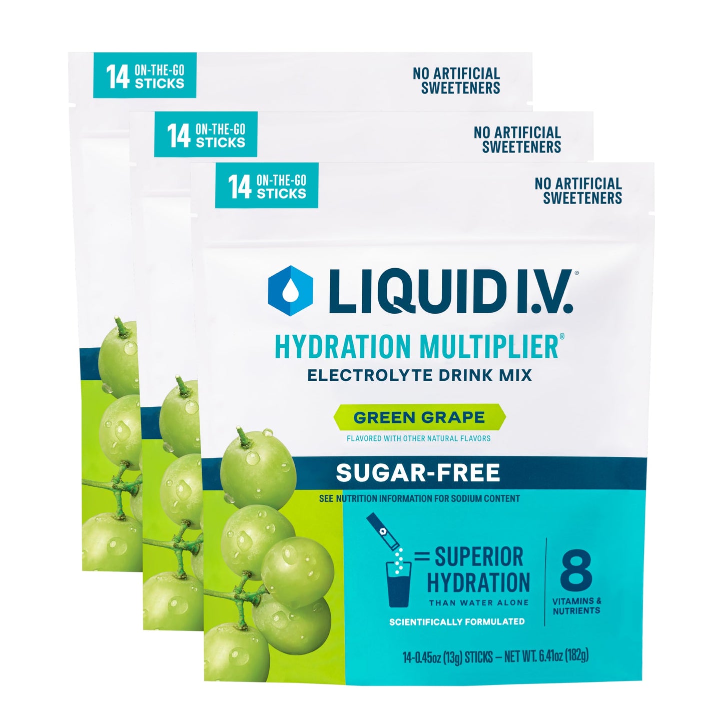 Liquid I.V.® Hydration Multiplier Sugar-Free - Rainbow Sherbet | Electrolyte Powder Drink Mix | 3 Pack (42 Servings) - Nirvana Guru
