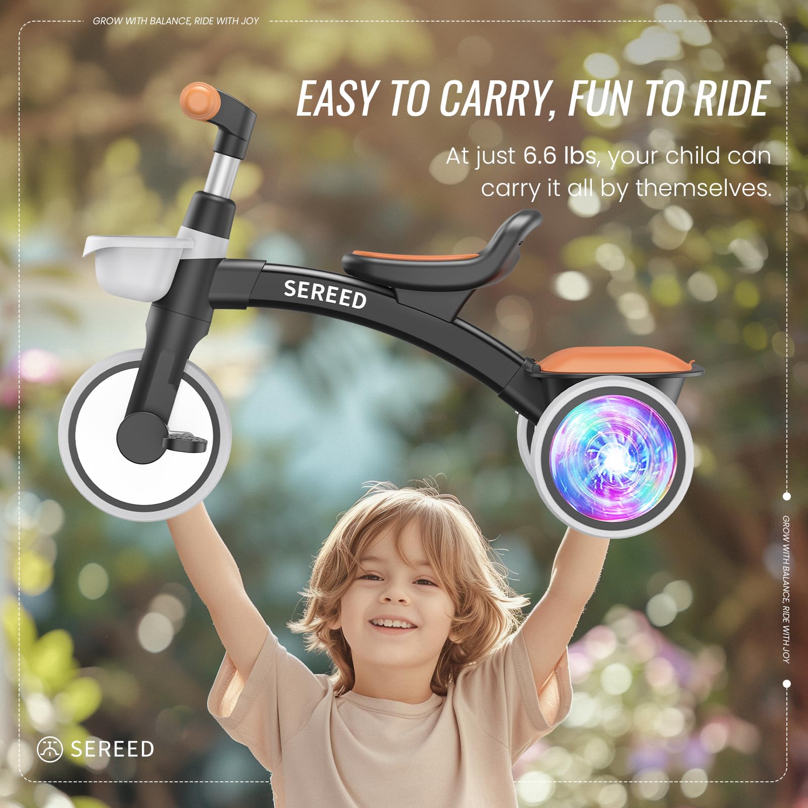 SEREED Colorful Lighting Toddler Tricycle for 2-5 Years Old Girls, Adjustable Seat&Handlebar Trike, Removable Basket, Birthday Gift Idea for Kids Ages 2+ (Pink) Nirvana Guru
