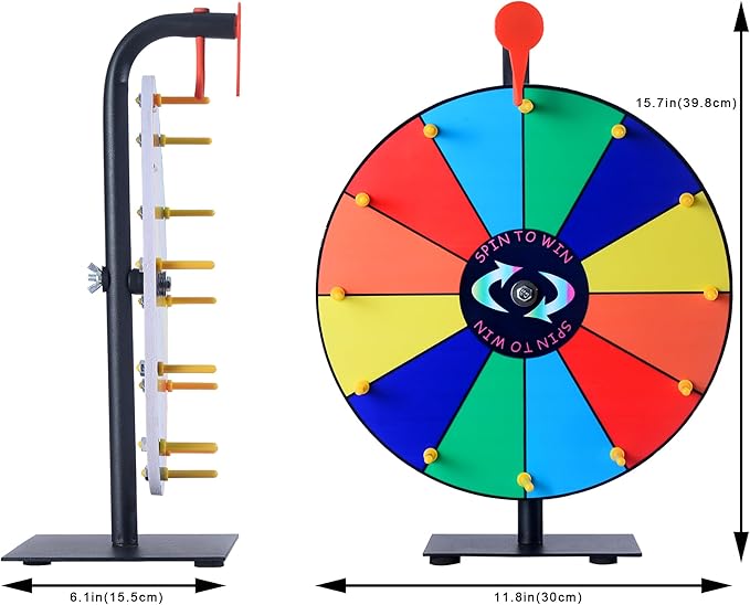 12 Slots Prize Wheel,12 Inch Prizes Spinner with Stand and Heavy Duty Base,Ruleta De Premios,Spin The Wheel for Fortune Spinning Game Carnival & Engaging Home Parties,Tradeshow. nirvanaguru