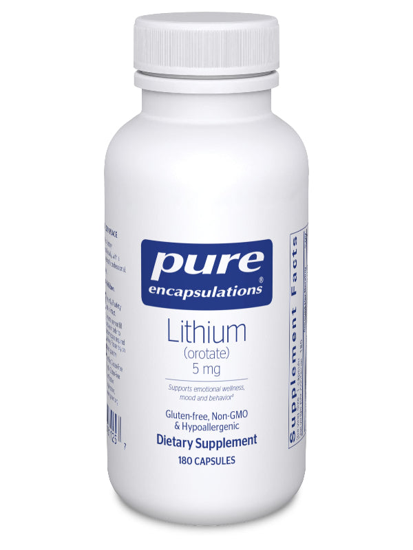 Pure Encapsulations Lithium Orotate 5 mg - Brain Support Supplement - with N-Acetyl-L-Cysteine (NAC) for Memory & Brain Behavior* - Gluten Free & Non-GMO - 90 Capsules - Nirvana Guru