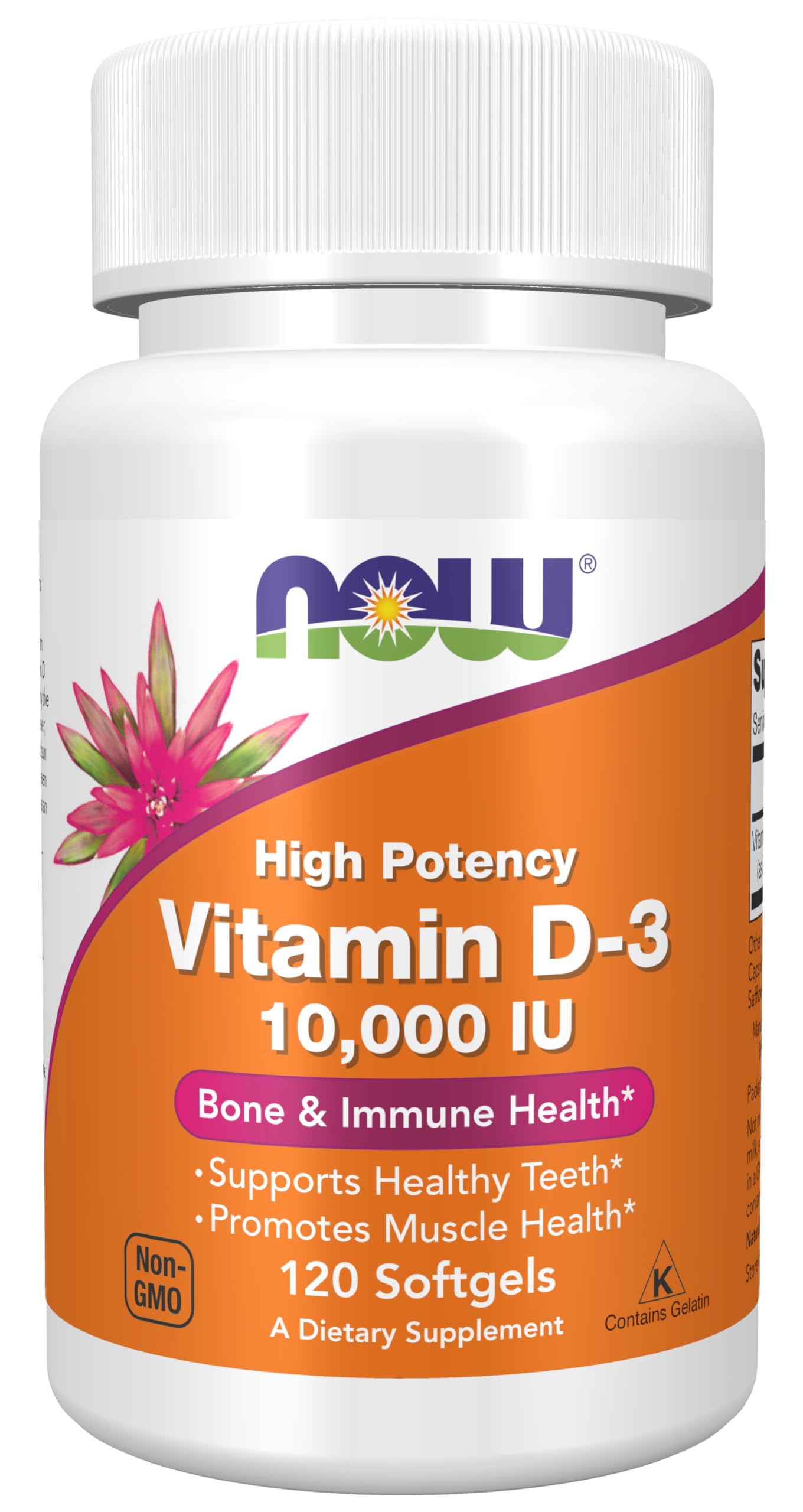 NOW Foods Supplements, Vitamin D-3 10,000 IU, Highest Potency, Structural Support*, 120 Softgels - Nirvana Guru