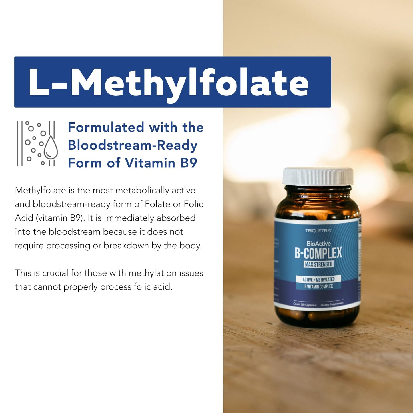 BioActive Vitamin B Complex - Blood Stream Ready, Methylated B Complex - Featuring Methylfolate, 3 BioActive Forms of B12, BenfoPure® B1 & Pantesin® B5 - 12 B Vitamins in Clinical Doses - 60 Servings Nirvana Guru