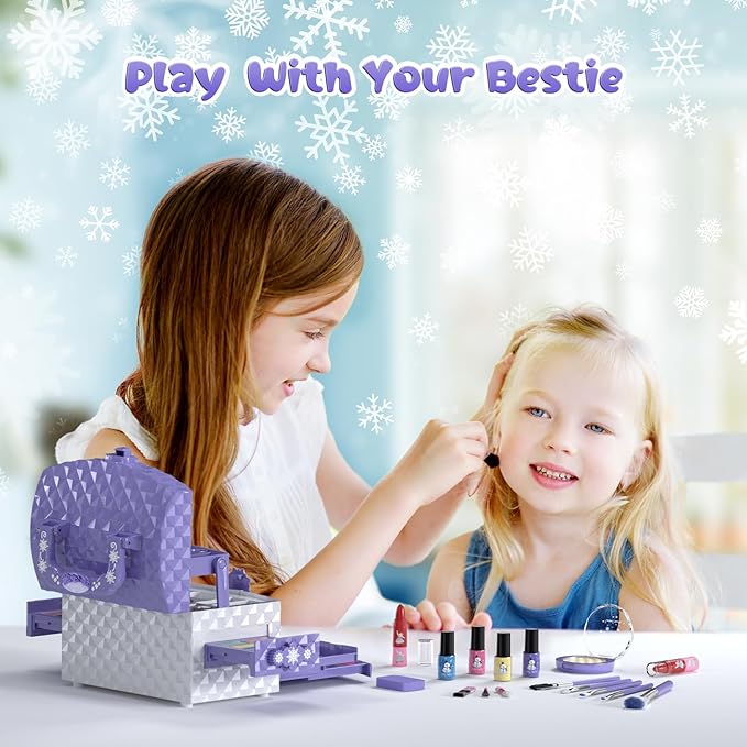 PERRYHOME Kids Makeup Set for Girl 56 Pcs Washable Real Cosmetic, Non-Toxic Frozen Toys Toddler Makeup Kit, Princess Dress up Christmas & Birthday Girl Gift for 3 4 5 6 7 8 9 10 11 12 Year Old Girls nirvanaguru