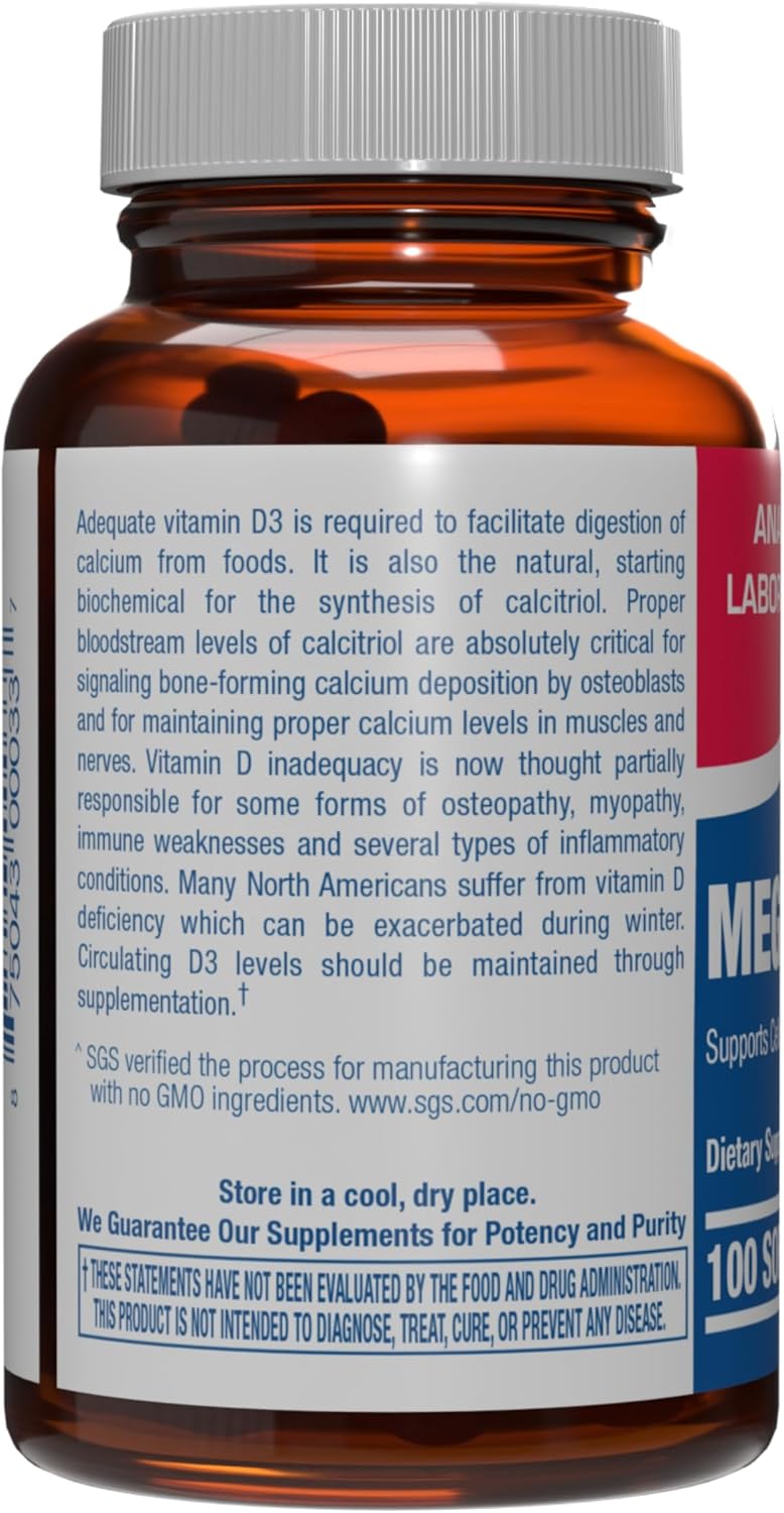 High Absorption Vitamin D3 1000IU - Clinical Formula Adult Vitamin D Supplement for Men and Women for Bone Teeth Muscle Mood and Immune Support - Easy to Swallow VIT D3 25 mcg - 100 Servings Nirvana Guru