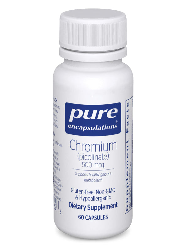 Pure Encapsulations Chromium (Picolinate) 500 mcg - for Lipid & Carbohydrate Metabolism* - Mineral Supplement - Superior Absorption Chromium Supplement - Vegan & Gluten Free - 60 Capsules Nirvana Guru