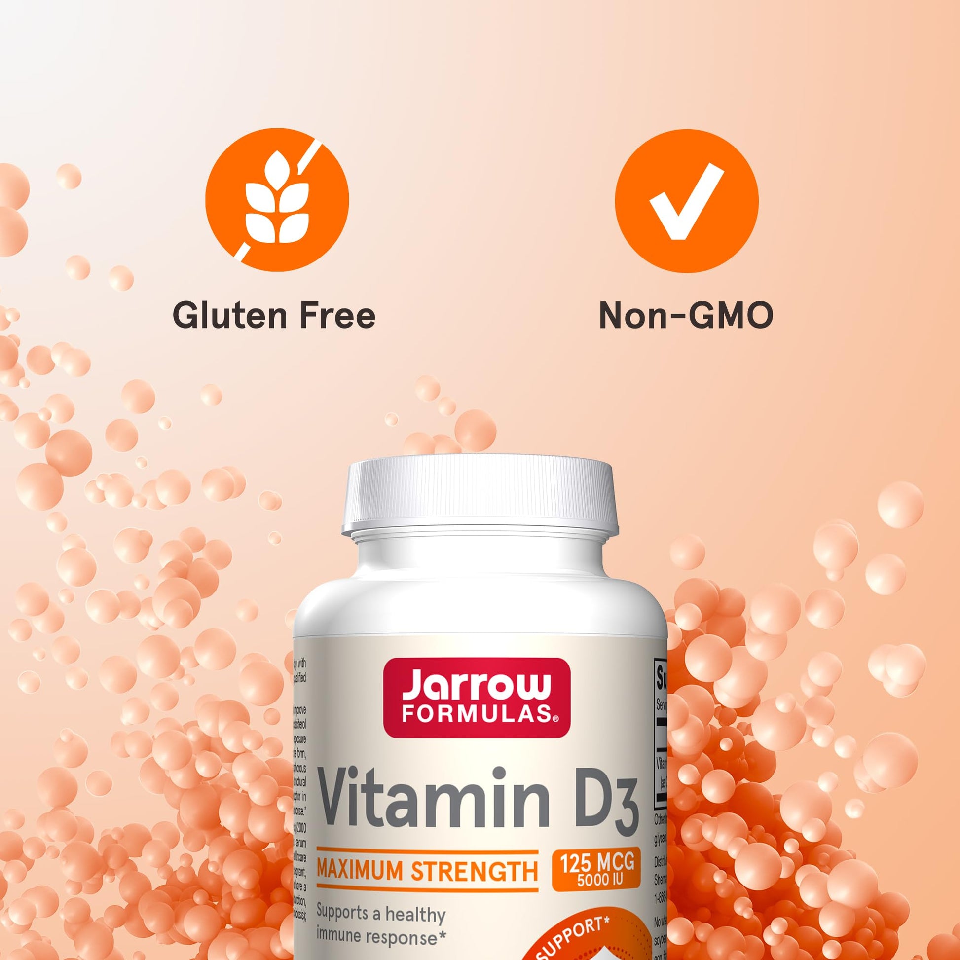 Jarrow Formulas Vitamin D3 125 mcg (5000 IU) - 100 Servings (Softgels) - Bone Health, Immune Support & Calcium Metabolism Support - Vitamin D Supplement - D3 Vitamins - 5000 IU Vitamin D - Gluten Free - Nirvana Guru