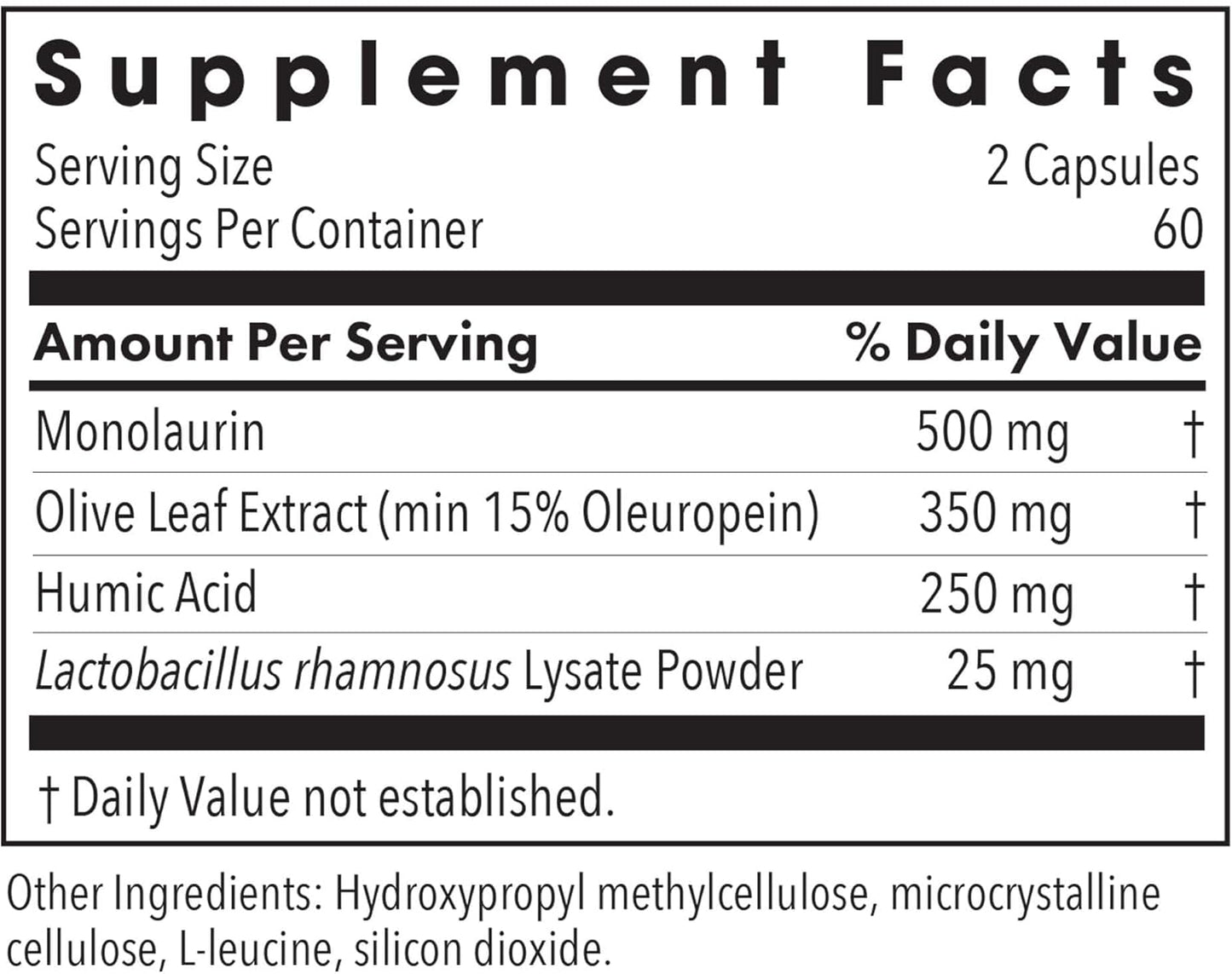 Allergy Research Group Humic-Monolaurin Complex - Immune System Support, Humic Acid Supplements, with Olive Leaf, Vegetarian Capsules - 120 Count Nirvana Guru