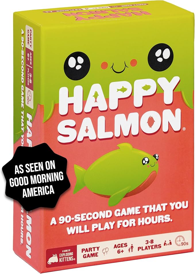Exploding Kittens Happy Salmon 3-8 Players - Ages 6+ - 90 Second Rounds - Easy to Learn Quick Matching Card Game - Party Game, Family Game Night, Kid and Adult Card Game nirvanaguru