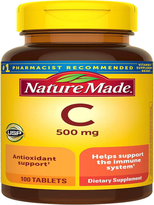Nature Made Vitamin C 500 mg, Dietary Supplement for Immune Support, 100 Tablets, 100 Day Supply - Nirvana Guru