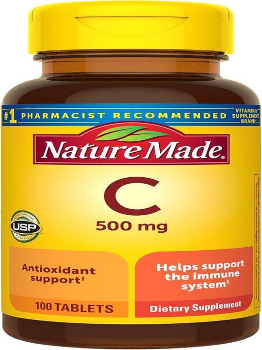 Nature Made Vitamin C 500 mg, Dietary Supplement for Immune Support, 100 Tablets, 100 Day Supply - Nirvana Guru