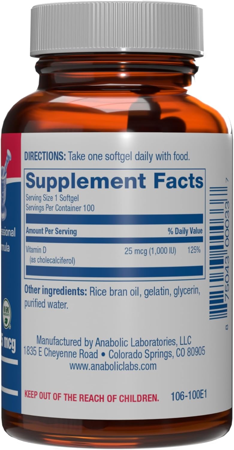 High Absorption Vitamin D3 1000IU - Clinical Formula Adult Vitamin D Supplement for Men and Women for Bone Teeth Muscle Mood and Immune Support - Easy to Swallow VIT D3 25 mcg - 100 Servings Nirvana Guru