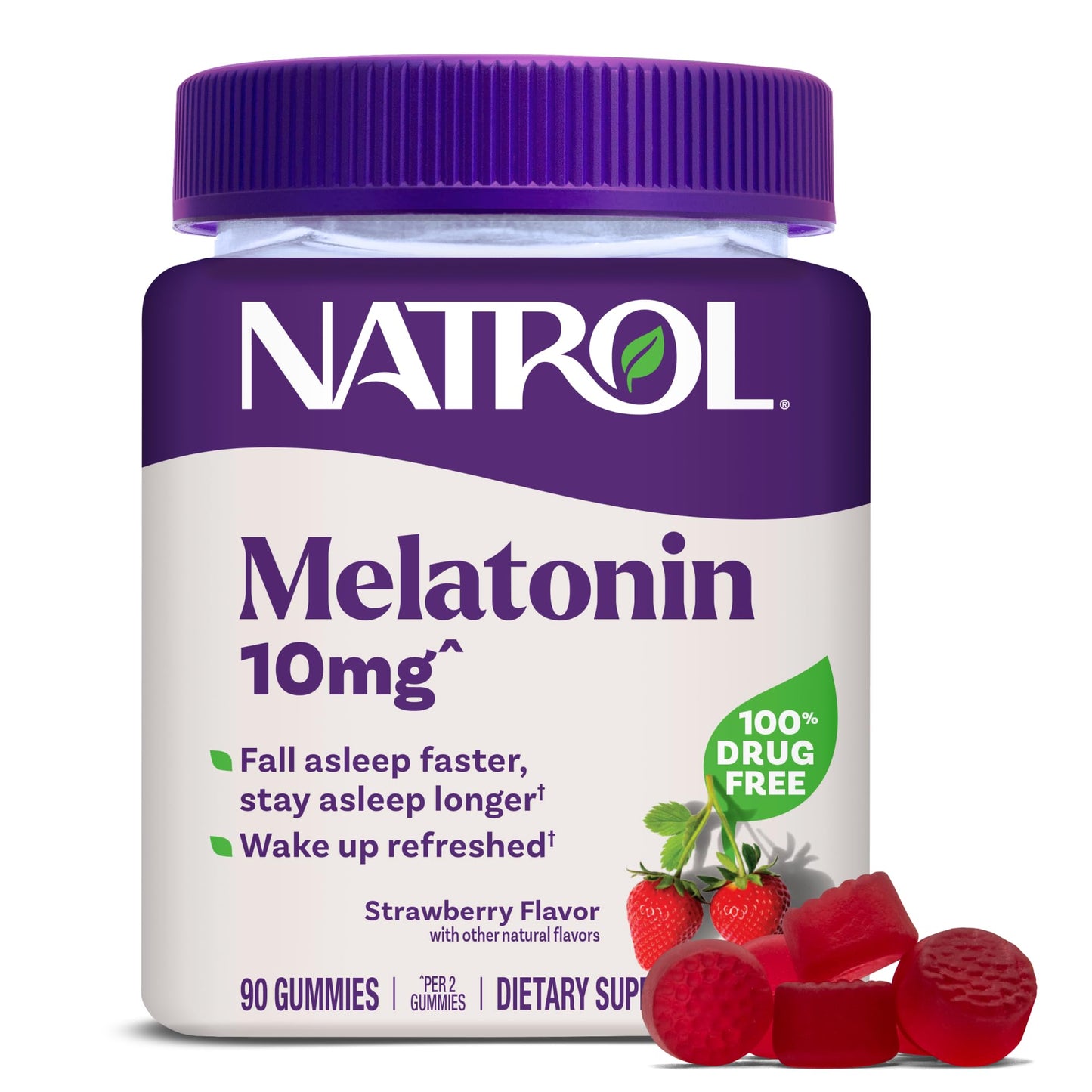 Natrol Melatonin Gummies, Sleep Support for Adults, Melatonin 10 mg, 140 Strawberry-Flavored, Up to 70 Days