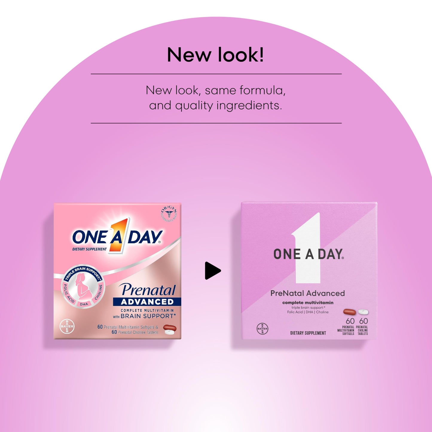 ONE A DAY Women’s Prenatal Advanced Complete Multivitamin with Brain Support* with Choline, Folic Acid, Omega-3 DHA & Iron for Pre, During & Post Pregnancy, 60+60 Ct (120 Total) (Packaging May Vary) Nirvana Guru