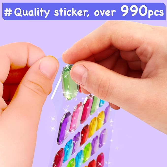 EZCRA Easy Arts and Crafts for Kids - Fun Gem Sticker Kit - 8 Unicorn Princess Themes, 990+ Stickers - Gem Art for Kids - Diamond Art Kits - Gifts for Girls Ages 3-8 nirvanaguru