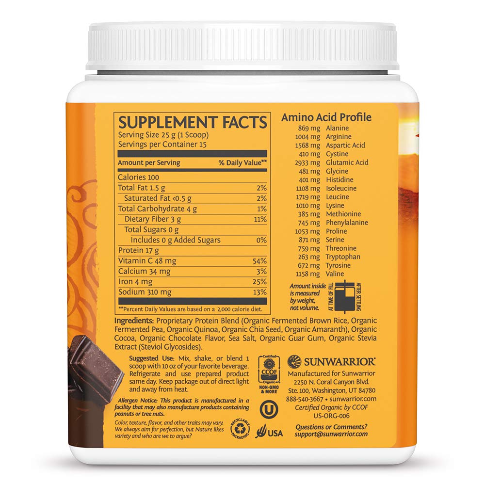 Brown Rice Protein Powder with Bcaa & Amino Acids Raw Rice Protein Shake Gluten Free Low Carb Dairy Free | Plant Based Classic Sprouted Brown Rice Protein Powder Natural 375g by Sunwarrior - Nirvana Guru