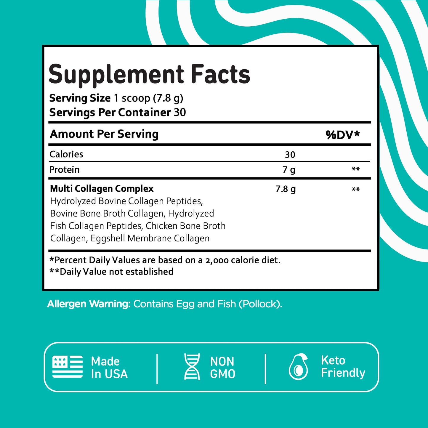 Vital Vitamins Multi Collagen for Women & Men - Type I, II, III, V, X - Grass Fed, Non-GMO - 150 Capsules