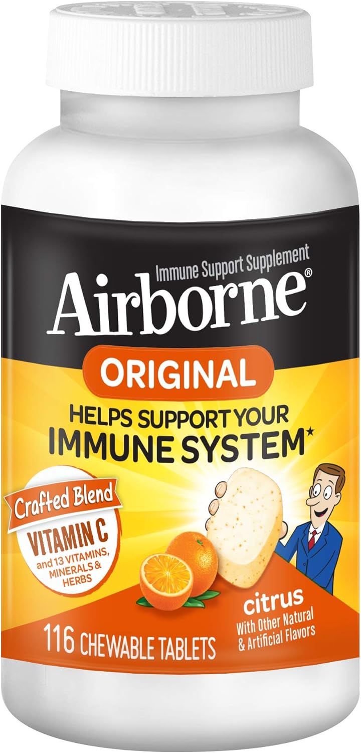Airborne 1000mg Vitamin C + Zinc Sugar Free Multivitamin Immune Support Effervescent Fizzy Drink Tablets, Zesty Orange Flavor with Powerful Antioxidants Vitamins A C & E, 30 Tablets (3 Pack) Nirvana Guru