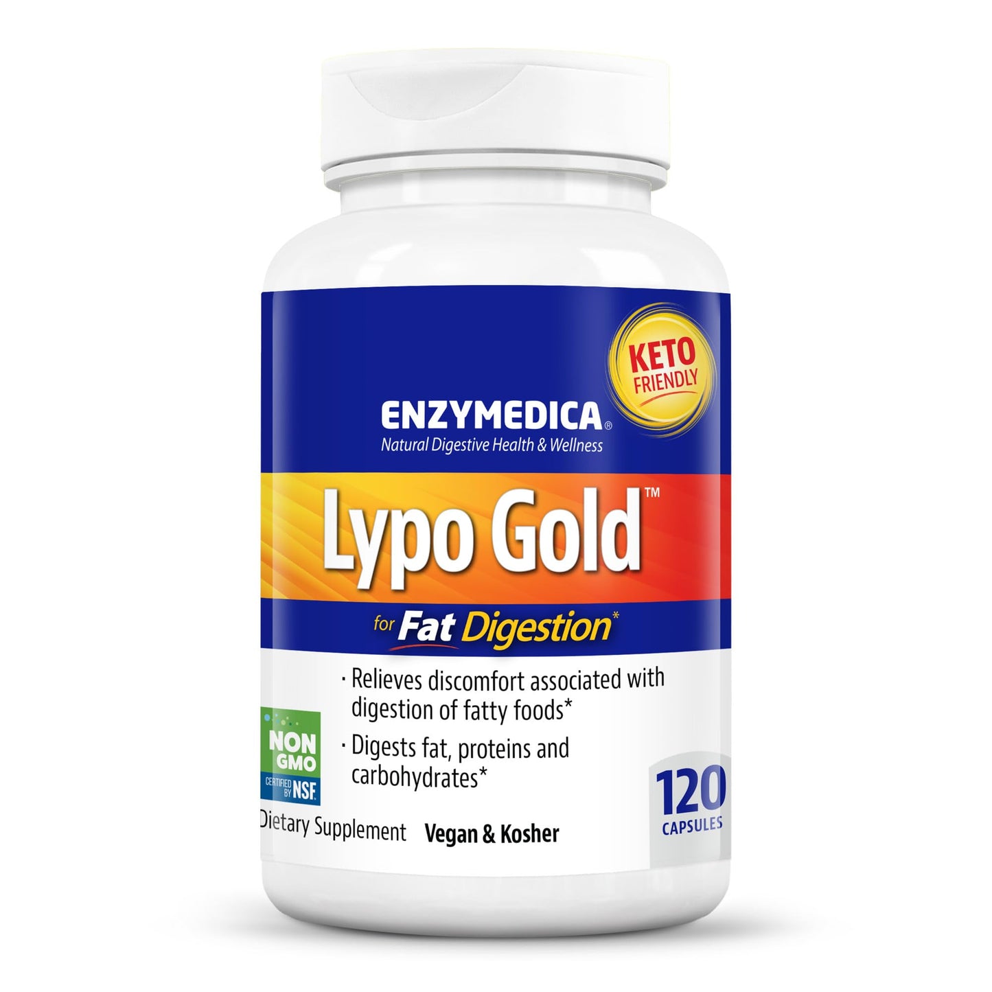 Enzymedica Lypo Gold, Digestive Enzymes for Fat Digestion, Offers Fast Acting Gas & Bloating Relief, 60 Count - Nirvana Guru