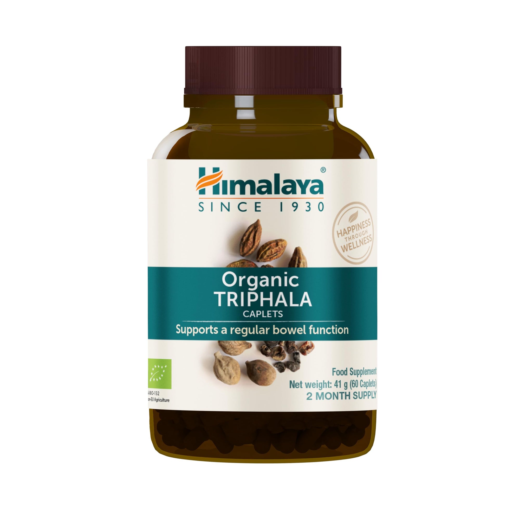 Himalaya Organic Triphala, 2 Month Supply, for Colon Cleanse, Detox & Occasional Constipation, USDA Certified Organic, Non-GMO, Gluten-Free, Extract & Powder Herbal Supplement, 688 mg, 60 Caplets - Nirvana Guru