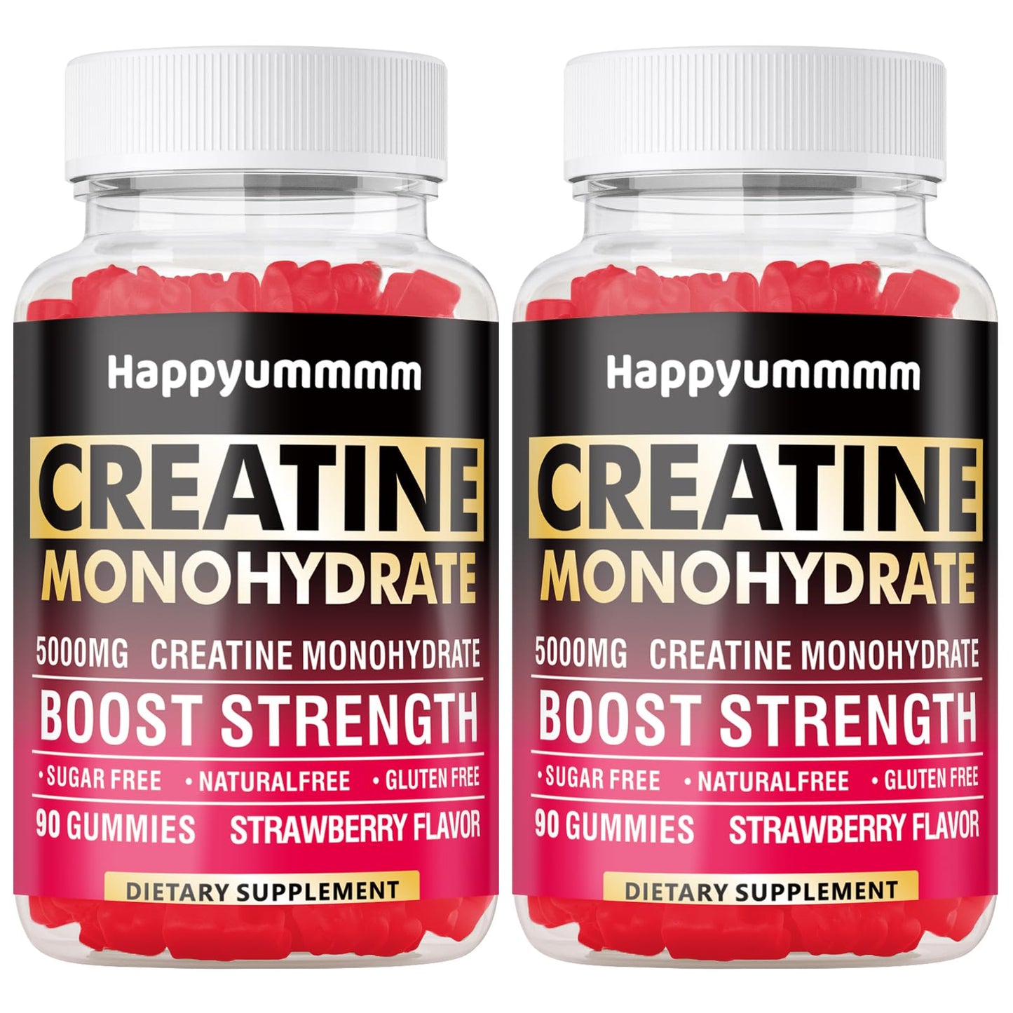 Creatine Monohydrate Gummies 5000mg for Men & Women, Chewables Creatine Monohydrate for Muscle Strength, Muscle Builder, Energy Boost, Pre-Workout Supplement(90 Count)-Strawberry.