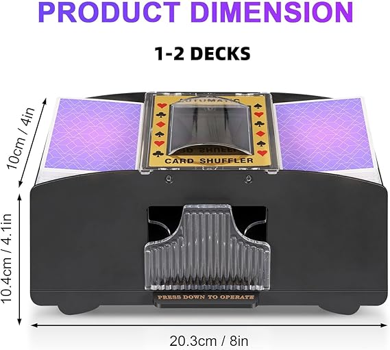 Automatic Card Shuffler 2/1/4/6 Deck,Battery-Operated Electric UNO Poker Shuffler,Playing Card Shuffler for Home Card Game,Travel nirvanaguru