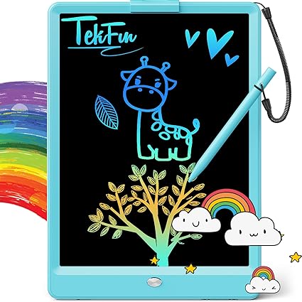 TEKFUN LCD Writing Tablet Doodle Board, 10inch Colorful Drawing Tablet Writing Pad, Kids Travel Essentials, Toddler Toys for 3 4 5 6 7 8 Year Old Girls Boys (Blue) nirvanaguru