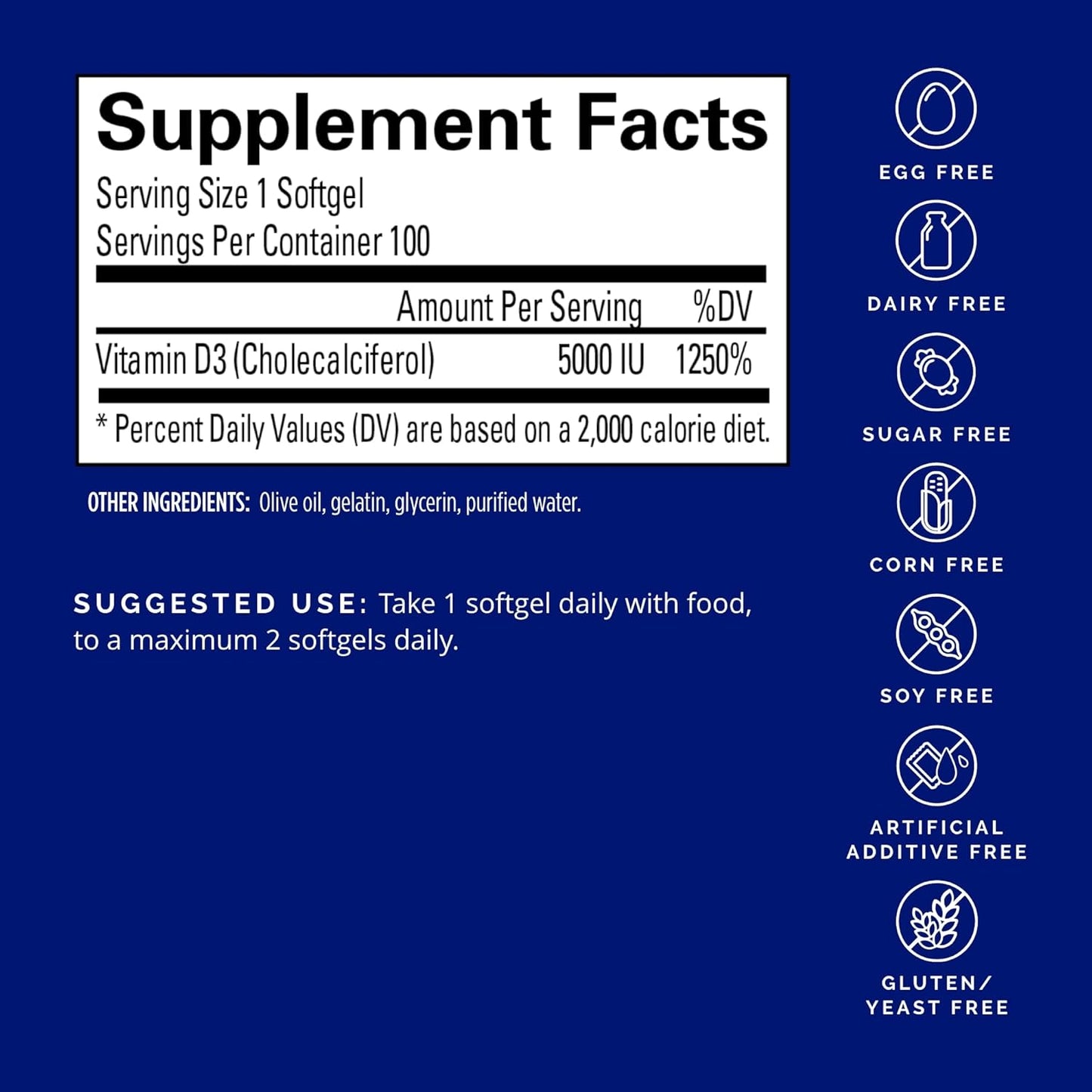 BrainMD by Dr Amen Vitamin D3 5000 - 100 Softgels - High Potency Cholecalciferol - Gluten Free - 100 Servings Nirvana Guru