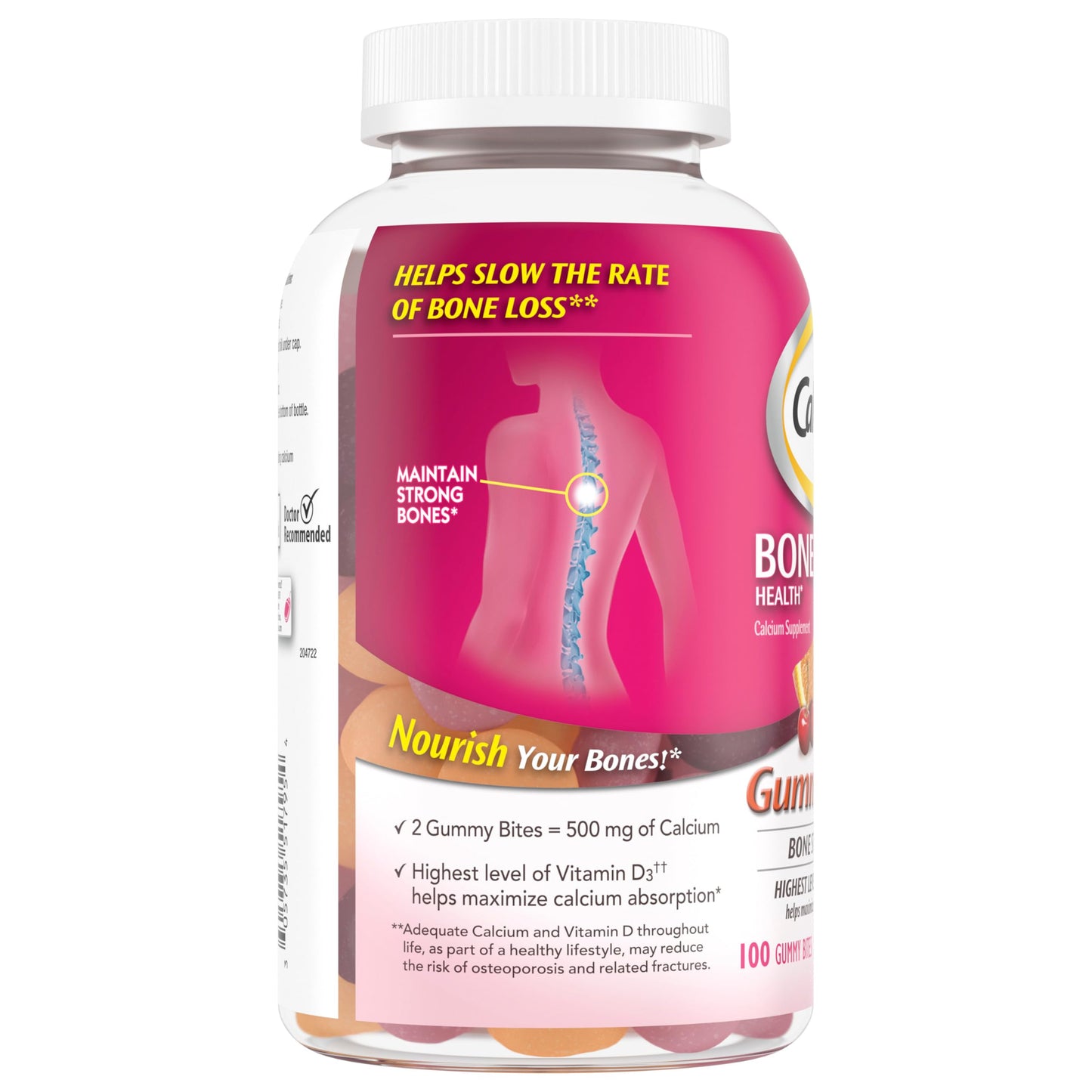 Caltrate Gummy Bites 500 mg Calcium and Vitamin D Supplement, Black Cherry, Strawberry, Orange - 100 Count Nirvana Guru