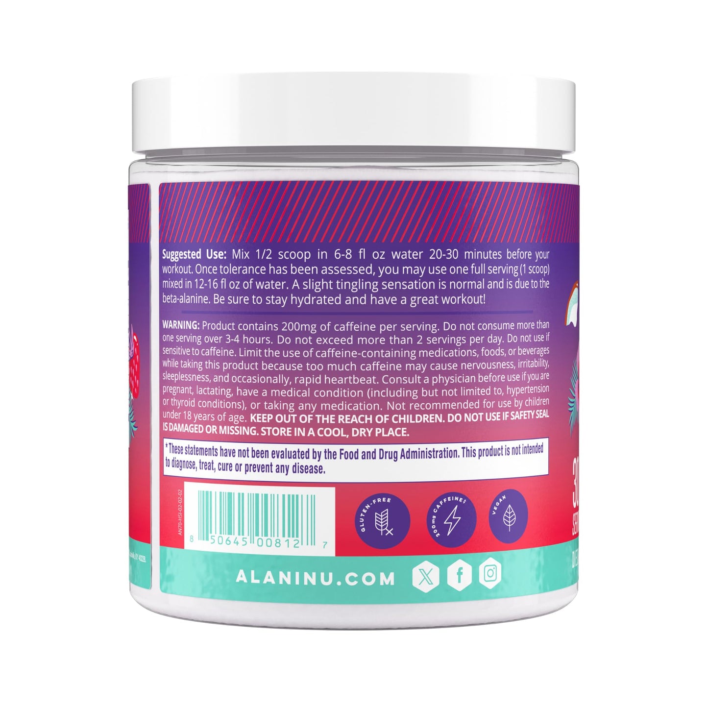 Alani Nu Pre Workout Powder Hawaiian Shaved ICE, Amino Energy Boost, Endurance Supplement, Sugar Free, 200mg Caffeine, L-Theanine, Beta-Alanine, L-Citrulline, 30 Servings Nirvana Guru